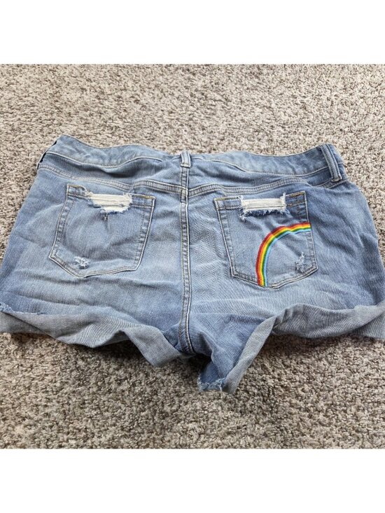 torrid Pants - Torrid Shorts Womens 16 Dark Wash Denim Blue Jean Pride Embroidered